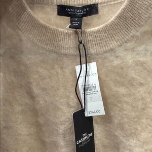 Ann Taylor brushed Cashmere Crewneck Sweater - Soft Beige